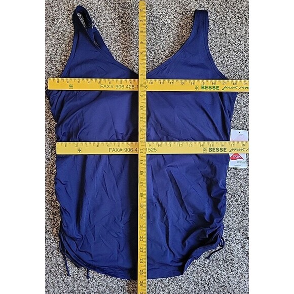 Lands End Women's 16 DD V-Neck Swim Top Navy Solid Adjustable Padded S456 - Picture 3 of 8